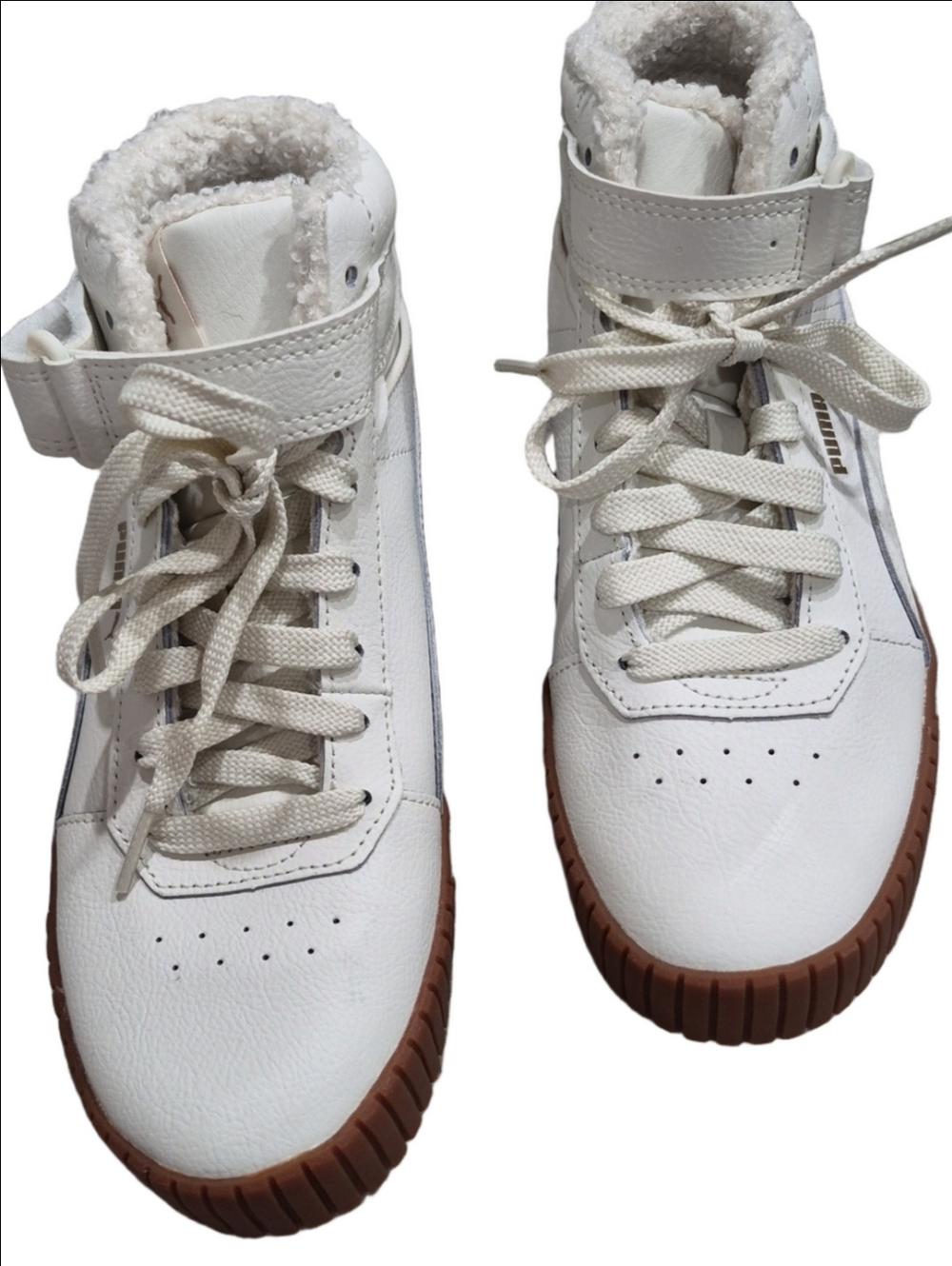 PUMA Carina 2.0 Mid Winter Sneakers White Gum Gold Size 7.5